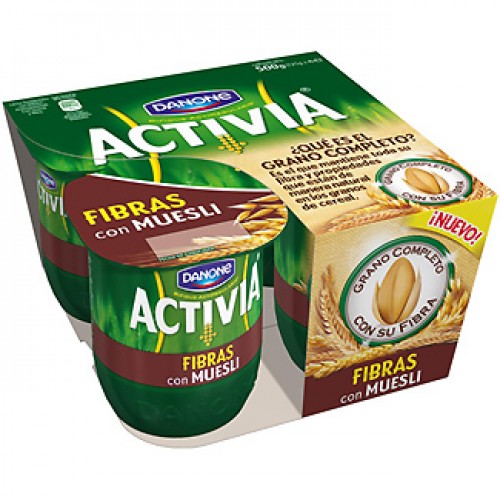DANONE ACTIVIA yogur fibra muesli pack 4