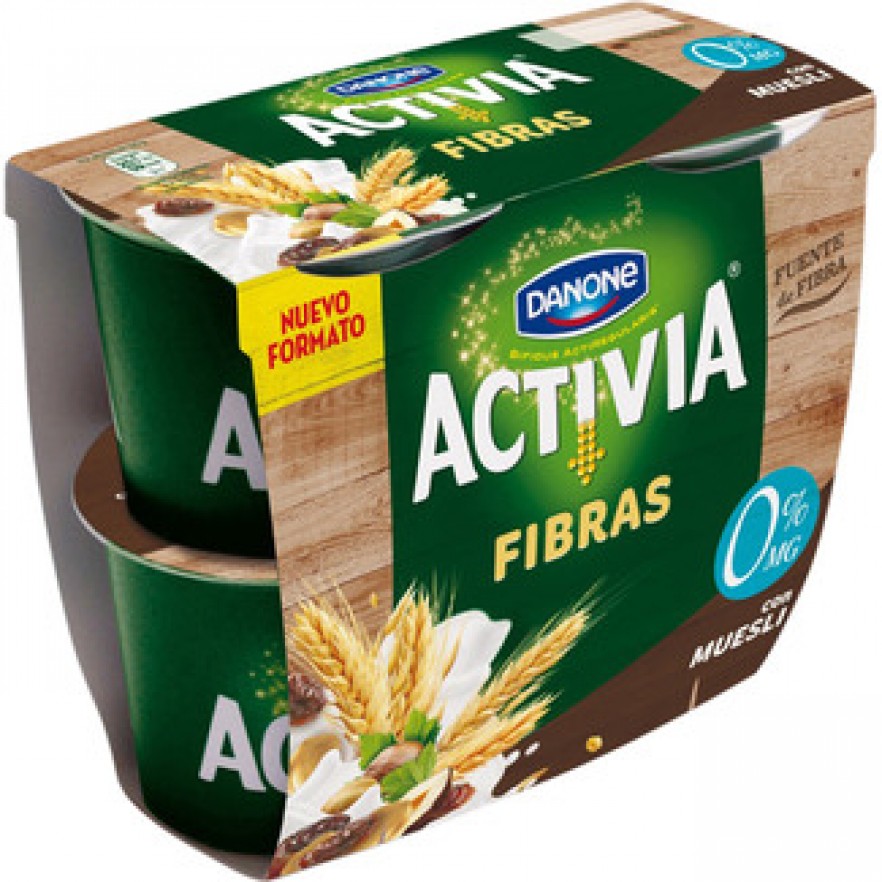 DANONE ACTIVIA FIBRAS 0 yogur fibra muesli pack 4