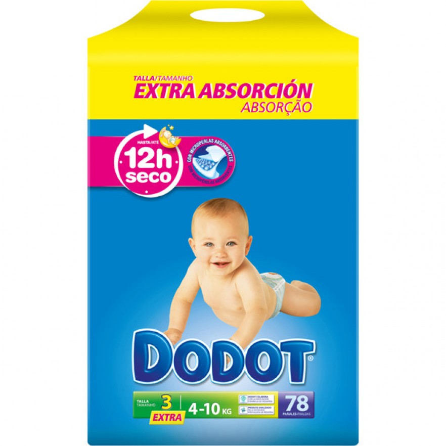 DODOT Bebé Seco Pañales Talla 3 / 66 unidades