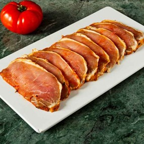 Lomo adobado de cerdo iberico en filetes peso aproximado bandeja 400 grs